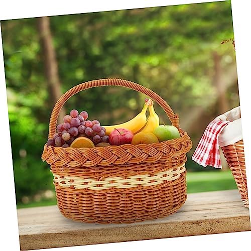 ABOOFAN Imitation Rattan Woven Storage Basket for Outdoor Picnics Multi Function Household Organizer Portable Design for Snacks Fruits and Decorative Use - Image 3