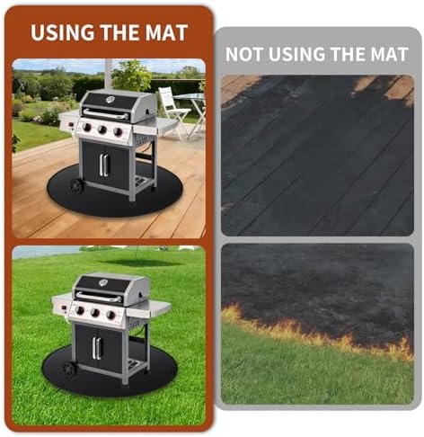 48'' Fire Pit Mat, Double-Sided Fireproof Under Grill Deck Protector Mat, Round BBQ Fireplace Pad for Patio, Indoor Outdoor Use, Waterproof/Oil-Proof/Reusable, Black - Image 6