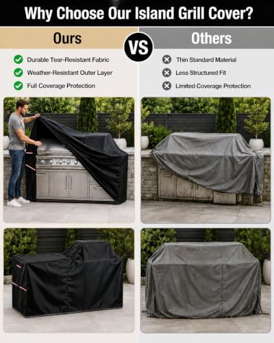 86 Inch Extra Large Grill Cover Island with Left/Right Grill Head 600D - Image 3