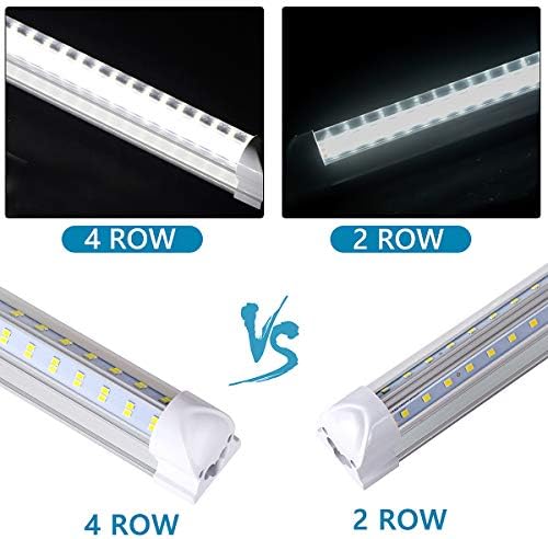 4 Pack, LED Shop Light, 4FT 60W 9000LM 5000K, Daylight White, V Shape 4 Row, Clear Cover, High Output, Linkable, T8 LED Tube Lights, Shop Lights for Garage 4 Foot with Plug - Image 2