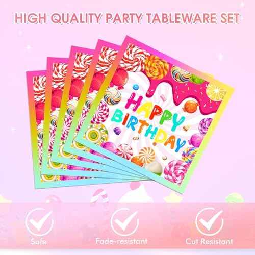 40Pcs Candyland Party Decorations Candy Paper Dessert Plates & Napkins - Image 4