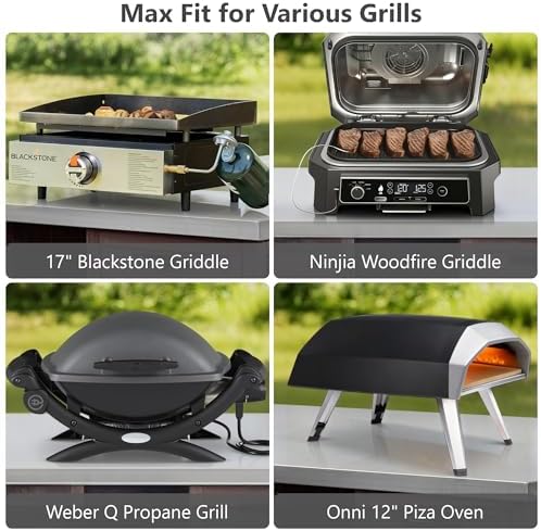 Merax 78.3" Outdoor Kitchen Island with Foldable Grill Table, Wooden Outdoor Grill Cart with Trash Can Storage & Stainless Steel Top, Outdoor Bar Cart, Pizza Oven Table for Lawn & Garden, Dark Brown - Image 3