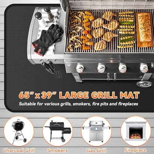 Under Grill Mats for Outdoor Grill - 65 x 39 Inch BBQ Deck Protector - Image 6