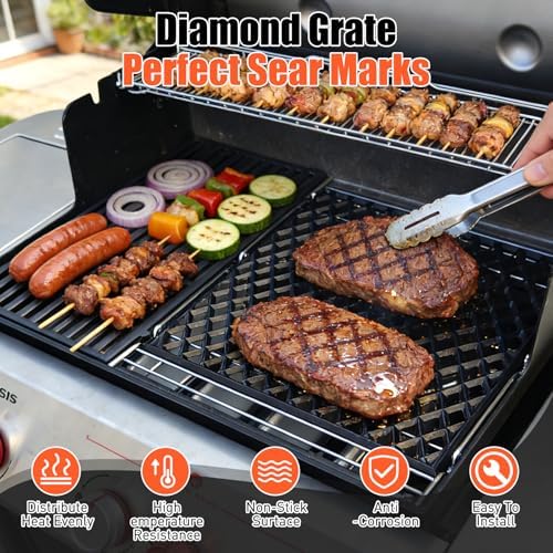 7670 Dual Sided Sear Grate for Weber Genesis 300 2022 SX-325S E-325S EX-325S, Genesis II 300/400 Series, Porcelain-Enameled Cast Iron Replacement Grate for Weber Crafted, Smokefire EX4/EX6 Grill - Image 4