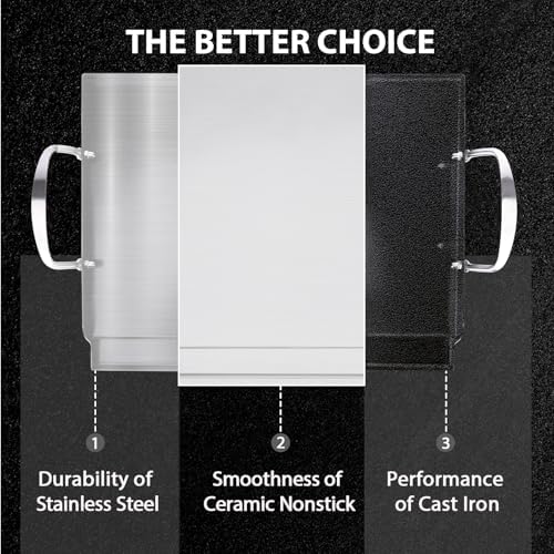Utheer Stainless Steel Griddle for Gas Grill, Nano Ceramic Nonstick 17 x 13 - Image 6