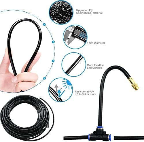 Outdoor Misting Cooling System Kit with Flexible Adjustable Nozzles & Flexible Misting Line & Filter, Patio Misters Mister System Drip Irrigation System for Outside Patio(Size:25m Tube+ 25 nozzles,) - Image 5