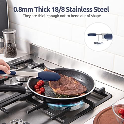 U-Taste Kitchen Tongs for Cooking, 600ºF Heat-Resistant, 3Pcs/Midnight Blue - Image 5