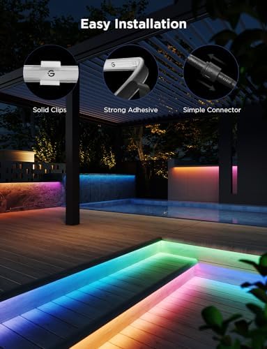 Govee Outdoor LED Strip Lights, 32.8ft Smart Outdoor Lights Work with Alexa and Google Assistant, App Control, IP65 Waterproof, RGBIC LED Lights for Patio, Eave, Holiday Decorations - Image 5