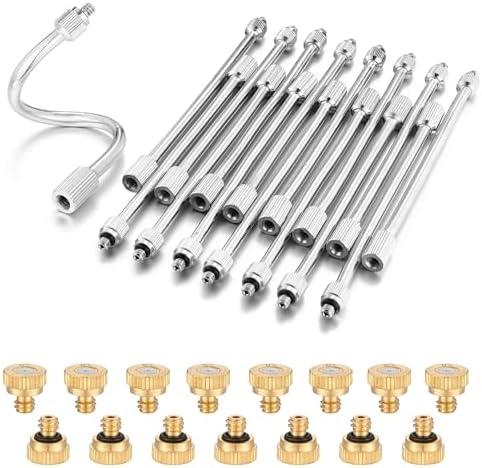 CozyCabin 15Pcs Flexible Mister Extensions with 15pcs Brass Misting Nozzle Kits, 5.9 Inch Brass Mist Rod for Mister Nozzles, Bendable Copper Extended Pole 10/24 UNC Thread for Outdoor Cooling System by CozyCabin