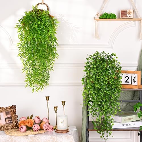 Waipfaru 4Pcs Artificial Hanging Plants, Fake Vines Boston Ivy - Image 6