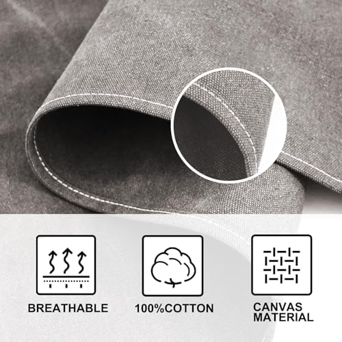 OUNLEN Chef Apron for Men Women Canvas Aprons with 3 Pockets Cross Back Resistant Work Apron for Cooking - Image 4