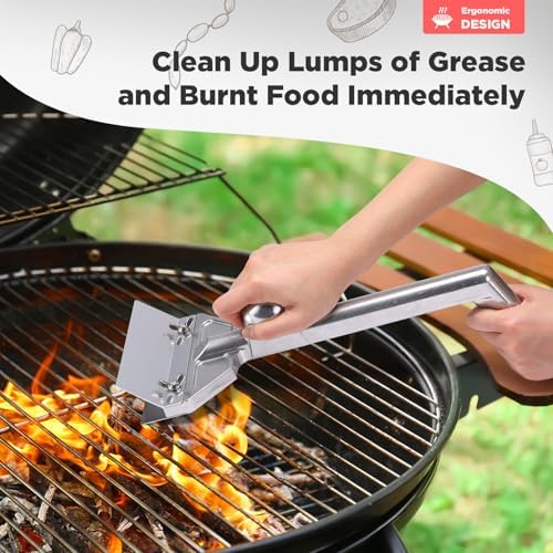 Lasnten Griddle Scraper Heavy Duty Grill Scraper Commercial Griddle Scraper Set with 4 Blades Cast Aluminum Flat Top Grill Scraper with Small Beveled Edge Grill Scraper for Restaurants, Bars, Diners - Image 4