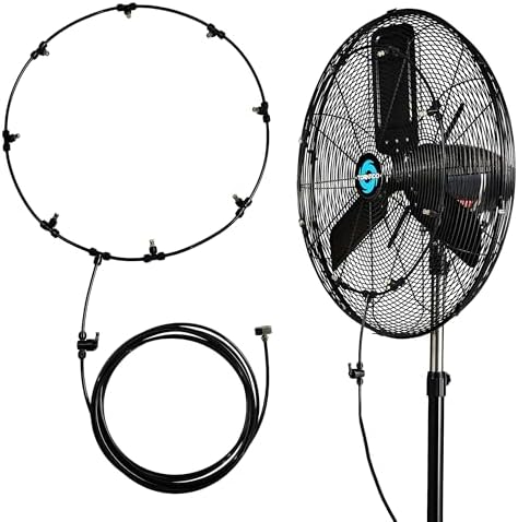 Tornado 20’’ Misting Kit for Cooling Outdoor, Portable Fan Misters for Outside Patio Fan, Water Mister system for Party/Porch/Garden, 19.6FT Misting Line, 8 Brass Mist Nozzles, Outdoor Fan’s Accessory by Tornado