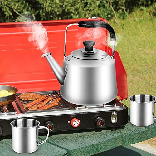 Odoland 3.8Qt Stainless Steel Camping Tea Kettle Set with 4 Cups - Image 6