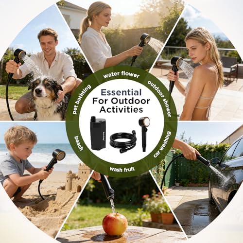 Ann Katy Portable Camping Shower Pump,Rechargeable Electric Outdoor Shower - Image 4