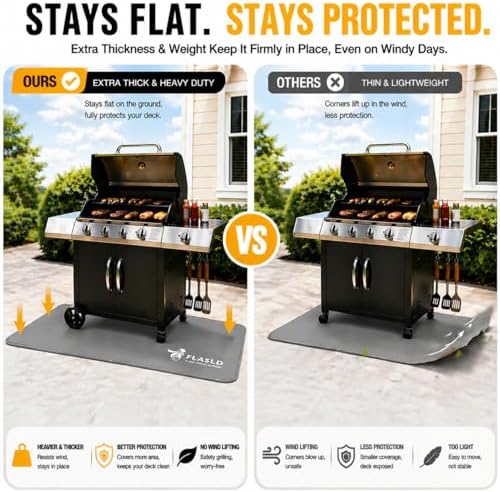 FLASLD Heavy-Duty Under Grill Mat 36x48 Inch, BBQ Grilling Pad Washable Floor Mat to Protect Decks and Patios from Grease Splatter and Grill Heat, Fireproof Fireplace Hearth Mat, Gray - Image 5