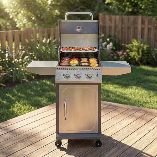 Royal Gourmet GG3001S 3-Burner Propane Gas Grill, 25,500 BTUs, Silver - Image 2