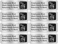 Faittoo Employees Must Wash Hands Before Returning to Work Sign, (8 Pack) Rust Free Brushed Aluminum Sign with Symbols, Self-adhesive, for Restaurant, Salons, Hotel, Rest Stops, Public Restrooms by Faittoo