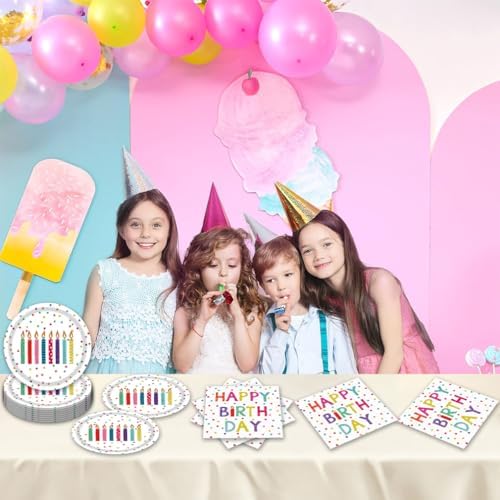 Egami 40pcs Happy Birthday Party Supplies,include 20 Dessert plate and 20 Napkin,with Birthday Dots Design Party Plate Napkin Set,Used for Happy Birthday Dots Party Decoration - Image 5