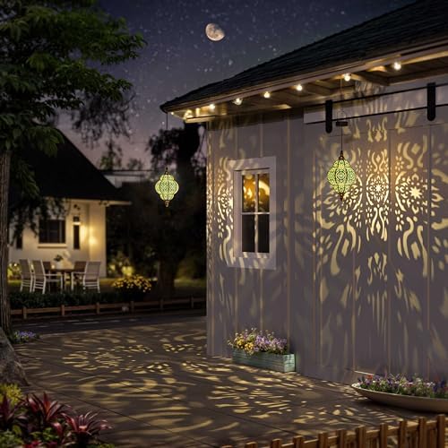 Hapjoy Hanging Solar Lights Outdoor Garden Decor Solar Lantern Waterproof Plastic Moroccan Outdoor Decorations for Patio Pathway Yard Backyard Garden Decorative (1 Pack, Bronze) - Image 4