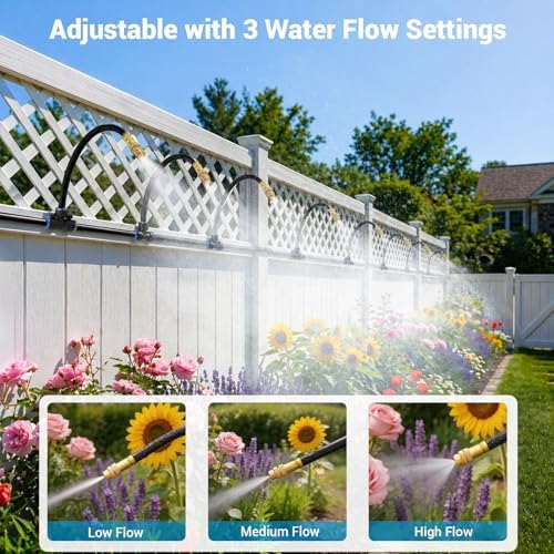 Thiswing 50FT Drip Irrigation System, 1/4" Tubing Automatic Misting Watering Kit with 15Pcs 360° Adjustable Nozzles, Garden Sprinkler for Yard, Lawn & Outdoor Plants - Image 3