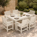 7 Pcs Outdoor Patio Dining Set, HDPE Table & Chairs with Umbrella Hole by PatioKingdom