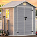 DWVO 6x4.4 FT Resin Storage Shed with Reinforced Floor, Outdoor Storage Shed with Lockable Door, Window and Vents, Waterproof Plastic Tool Storage for Garden, Backyard, Patio, Lawn by DWVO