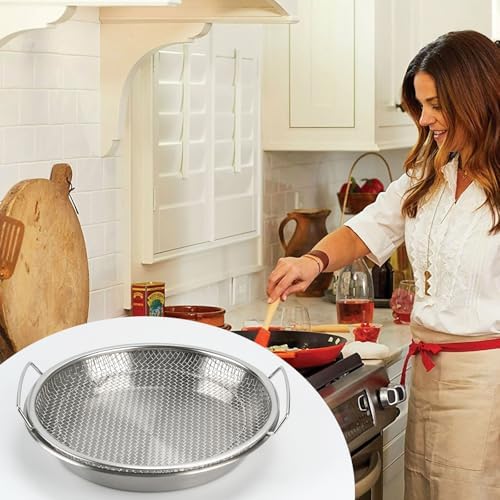 Oil Filter Tray, Stainless Steel Mesh Drain Basket Colanders Air Fryer Accessories for Fried Food Draining Rack Barbecue Grill Tray Net Draining Pan Strainer for Vegetable Dessert (10.2 Inch) - Image 7