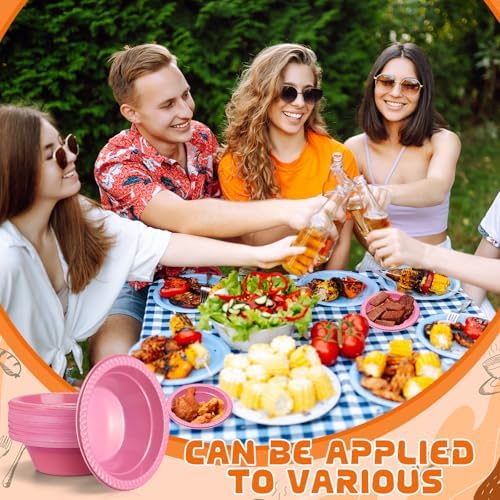 30 Pack 12 oz Pink Disposable Plastic Bowls Dessert, Ice Cream, Salad, Soup Serving Cups for Party, Picnic, Food Snacks (Pink) - Image 4