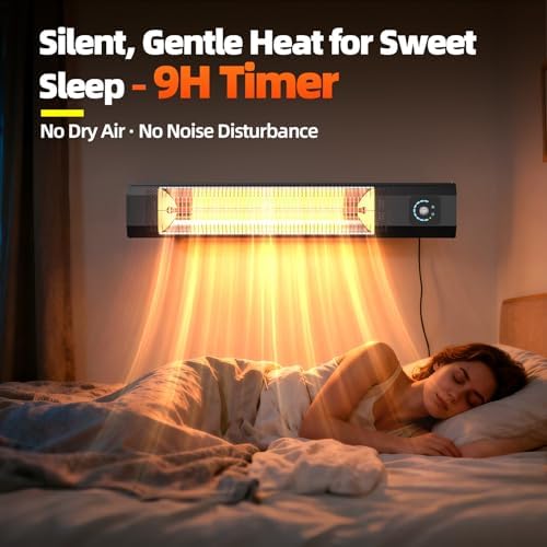 2S Fast Heating Infrared Outdoor Heater, 9 Heating Levels Electric Patio Heater with Motion Sensor, 34 In 9H Timer Wall Mounted Garage Heaters, for Porch, Gazebo, Workshop and Indoor - Image 6