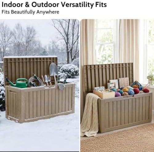 130 Gallon Resin Deck Box, Outdoor Storage Box, Waterproof UV Resistant Lockable，Weatherproof Organizer for Patio Furniture Cushions, Pool Accessories, Garden Tools, Indoor & Outdoor Use, Grey - Image 6