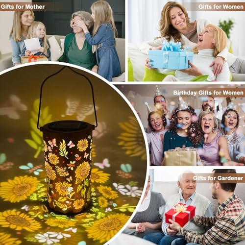 BSGlobal Colorful Sunflower Solar Lanterns Outdoor Hanging Lights - Image 3