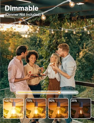 Brightown Outdoor String Lights, 29FT G40 LED IP65 Waterproof Patio Lights - Image 3