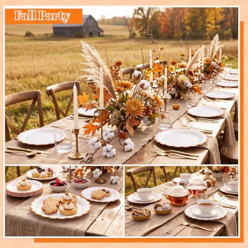 NatNarr 30Pcs Orange Paper Plates Scalloped Fall Dessert Cake Plate - Image 6