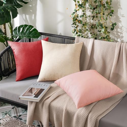 MIULEE Decorative Outdoor Pillow Covers Waterproof 18x18 Light Pink - Image 4