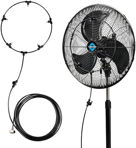 Tornado 13 Inch Misting Kit for Cooling Outdoor, Portable Misters for Outside Patio, Fan Water Mister system for Backyard/Porch/Garden,19.6FT Misting Line + 5 Brass Mist Nozzles, Fit most Outdoor Fans by Tornado
