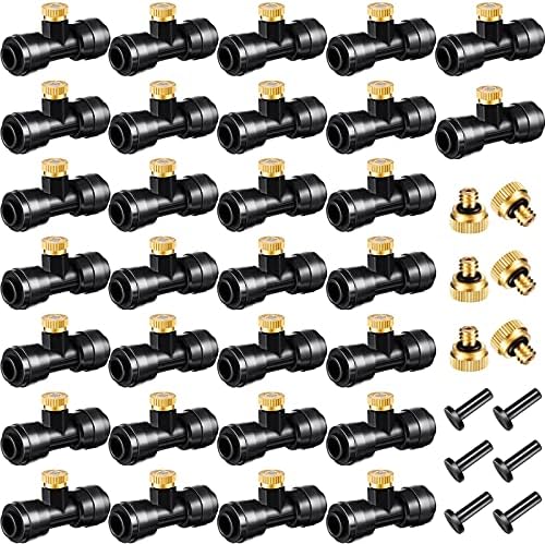 Ripeng 72 Pcs Brass Misting Nozzles Tees Plugs, 1/4 Inch Outdoor Mister by Unknown