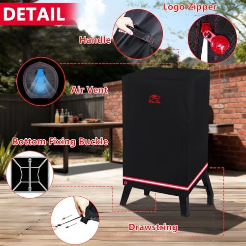 Turtle Life Smoker Cover for Masterbuilt 710 WiFi Digital Electric Smoker Pit Boss 2-3 Series Gas Vertical Smoker, Waterproof Heavy Duty Outdoor Smoker Grill Cover 23”W x 23”D x 40”H inch, Black - Image 5