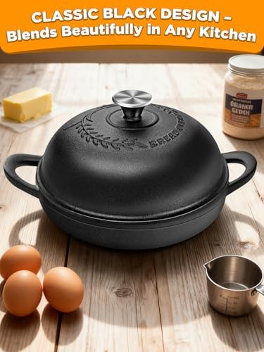 Dutch Oven Bread Baking Pot with Lid 6QT Enameled Cast Iron Oven, Matte Black Design & Sourdough Kit (Silicone Sling) for Artisan Bread Making - Image 4