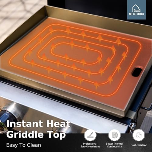 MFSTUDIO 2 Burners Portable Propane Griddle w/Foldable Stand & Side Table - Image 4