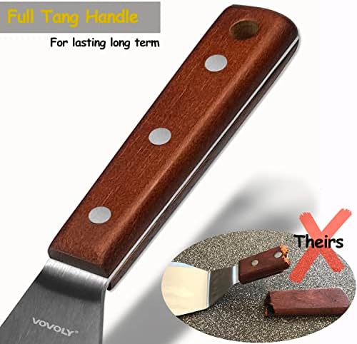 Professional Metal Spatula for Cast Iron Skillets and Flat Top Grills, Full Tang Wooden Handle, Thick Stainless Steel Blade, Smash Burger Spatula Turner for Flipper, Cooking, BBQ, 4.7 x 2.7 Inch - Image 5