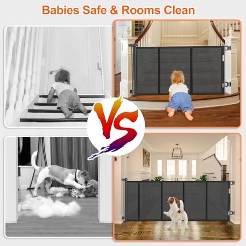 EZIGO 120 Inch Retractable Baby Gates Extra Wide Reinforced Baby Dog Gate - Image 4