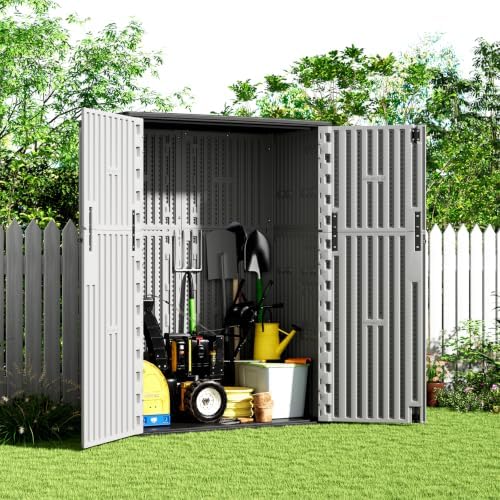 KINYING Outdoor Storage Shed,57Cu.ft Resin Vertical Outdoor Storage Cabinet - Image 2