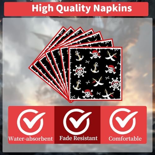 Gameza Pirate Party Decor 96PCS Disposable Plates Napkins Tableware - Image 3