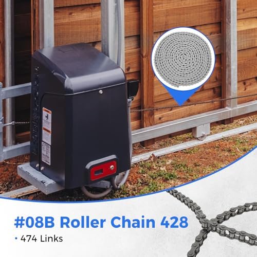 428 Roller Chain 20 Feet 478 Links, 08B Simplex Roller Chain for Chain Driven Sliding Gate Garage Openers, Extension 08B Metric Standard 428#, Includes Chain Breaker and 12 Connecting Links - Image 2