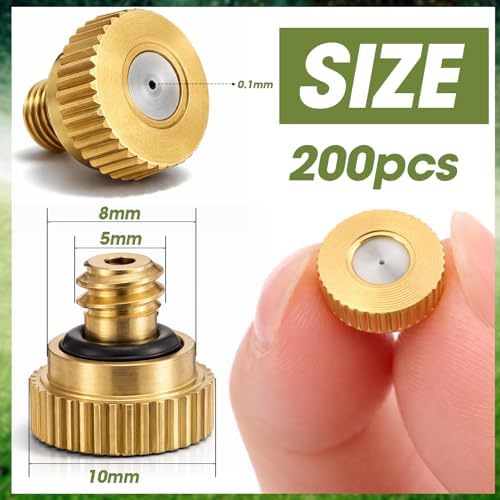 Zhengmy 200 Pcs Brass Misting Nozzles 0.1mm for Cooling System, Gold - Image 2