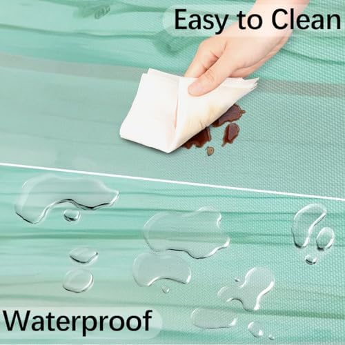 Fitted Round Tablecloth with Umbrella Hole and Zipper Green Stripes Texture Outdoor Elastic Table Cloth 45"-56" Oil-Proof Waterproof Gradient Patio Table Cover for Party Outdoor - Image 5