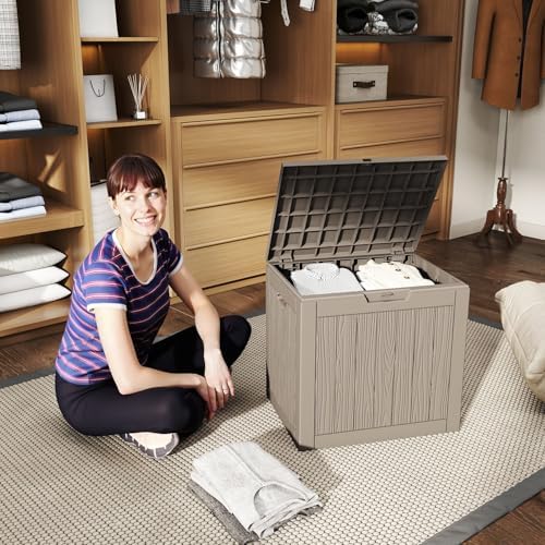 PatioZen 36 Gallon Deck Box,Waterproof Resin Outdoor Storage Boxes, Outside Storage Lockable Container for Garden Tools,Indooor Cushions,Accessories (Grey) - Image 4