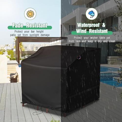41" Outdoor Bar Cover for 3 Piece Patio Bar Set with Stools - Image 7