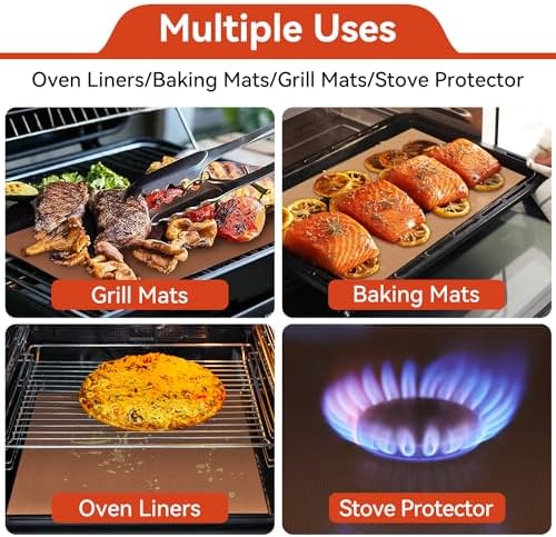 Oven Liners for Bottom of Oven, 4 Pack Resuable Heavy Duty Teflon Oven Mat, Non Stick Oven Mats for Bottom of Electric Oven Gas Oven Toaster Stove Top Protectors Microwave Stove Grill, Easy to Clean - Image 3